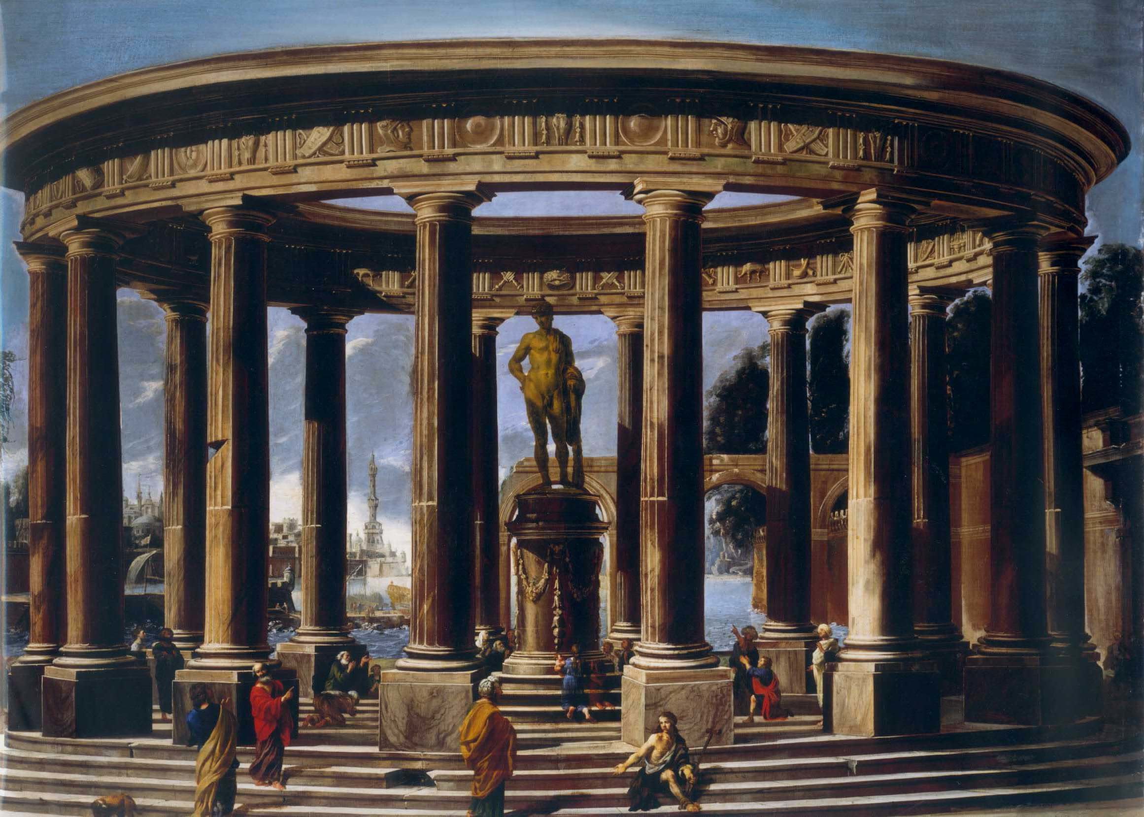View of a Temple with a Statue of Hercules